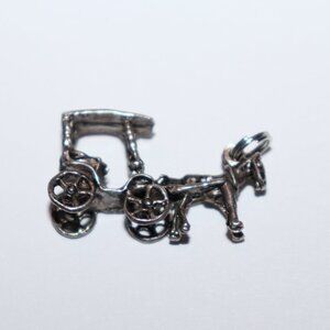 Vintage sterling silver Horse and cart charm 1 1/8" long